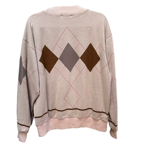 Vintage 90's Etonic Mens Windstopper Sweater Golf Brown Argyle GOR Size Large - Picture 2 of 7